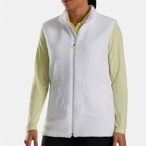 NEW Footjoy‎ Sherpa Vest Med white Full Zip Pockets layering ski walking outside